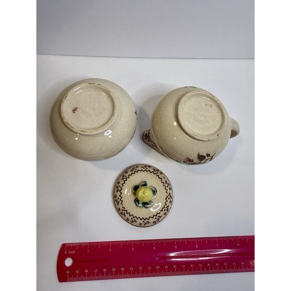 Vtg Apple Stoneware Creamer & Sugar Set – Made in England, Hand-painted Fruit - Picture 5 of 6